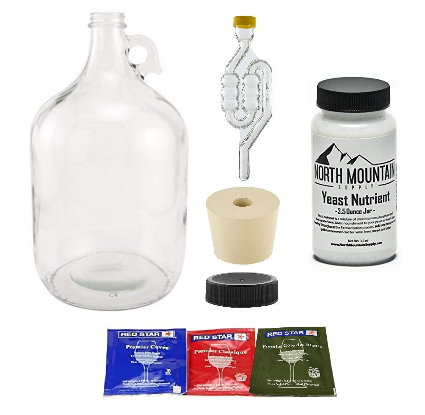 Wine Beer Yeast - 1 Gallon Glass Fermenting Jug with