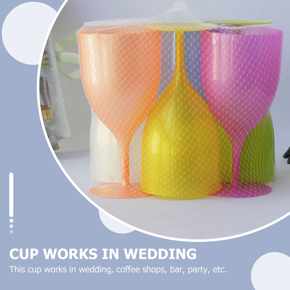 Wine Beer Glass Set - 6Pcs Colorful Plastic Goblet Set High