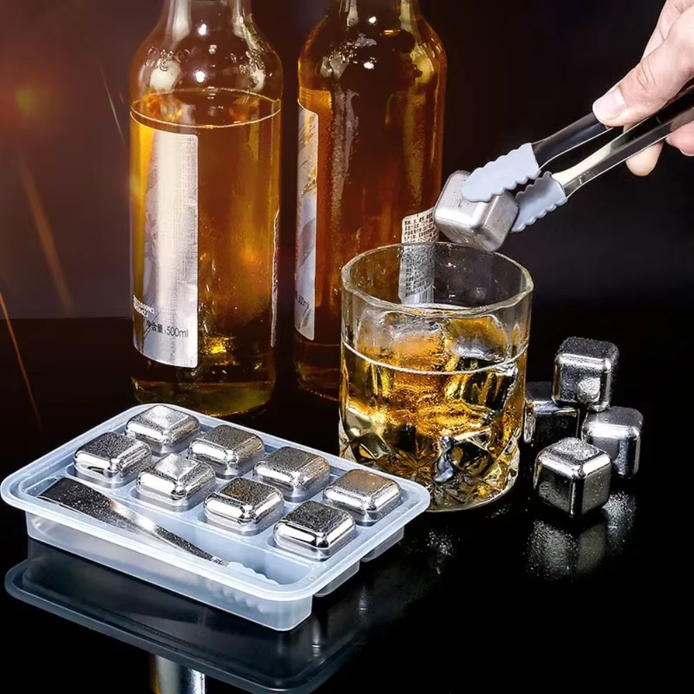 Wine Beer Bar - 4/6/8 Pcs Stainless Steel Ice Cubes