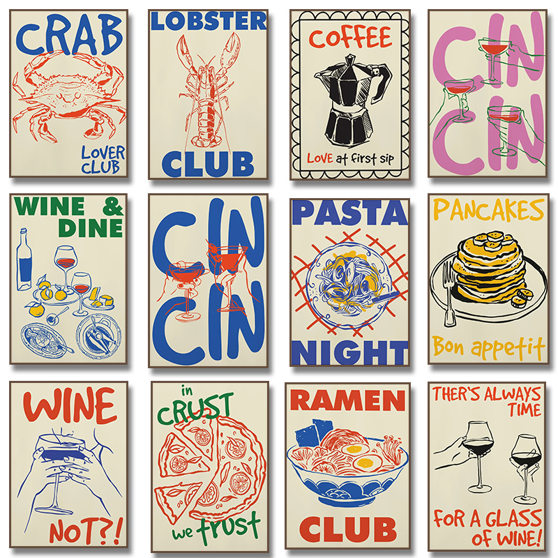 Wine Beer Bar - Trendy Coffee Cheers Print Posters Retro