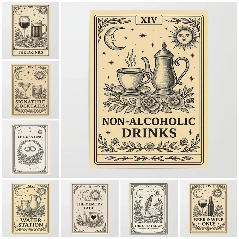 Vintage Tarot Wedding Poster B - Wine Beer Menu recension och pris