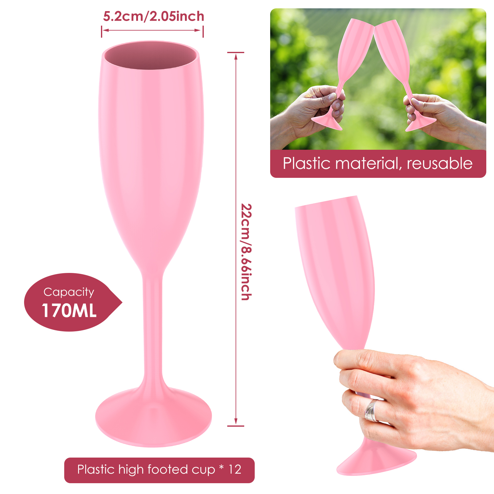 12 Pcs Champagne Flute Bulk 17 - Wine Beer Bar recension och pris