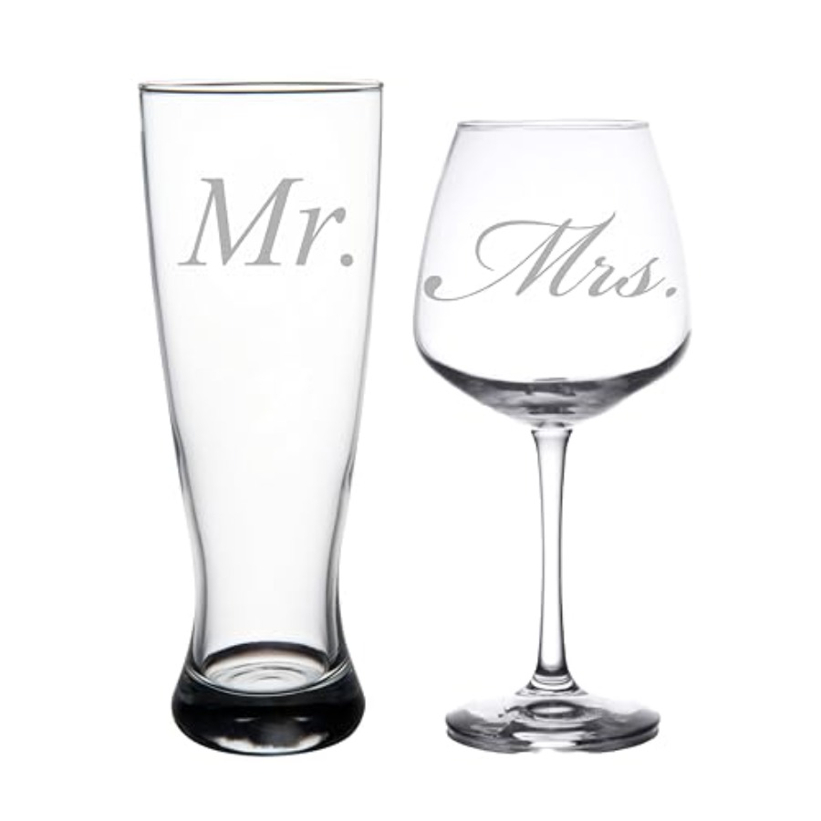 Mr. and Mrs. Wedding Couple Gl - Wine Beer Glass Set recension och pris