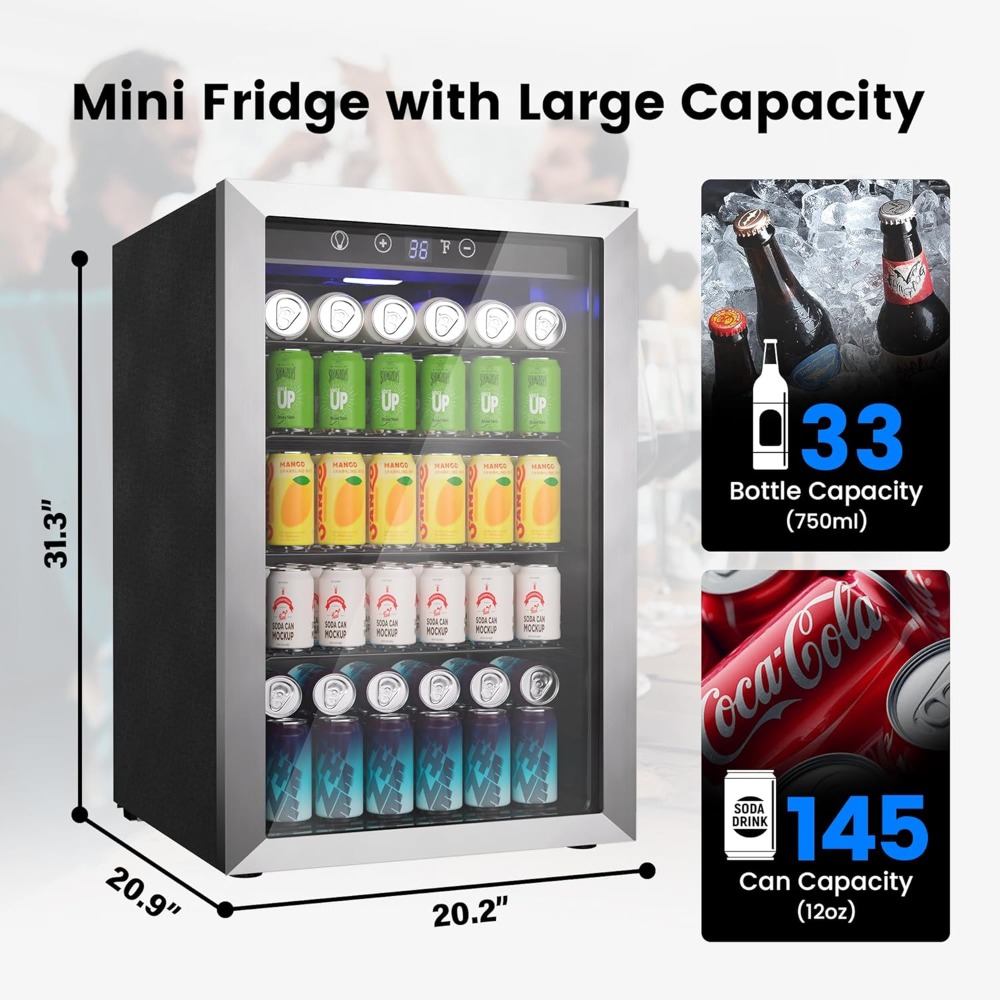145 Can Mini Fridge Glass Door - Wine Beer Mini Fridge recension och pris