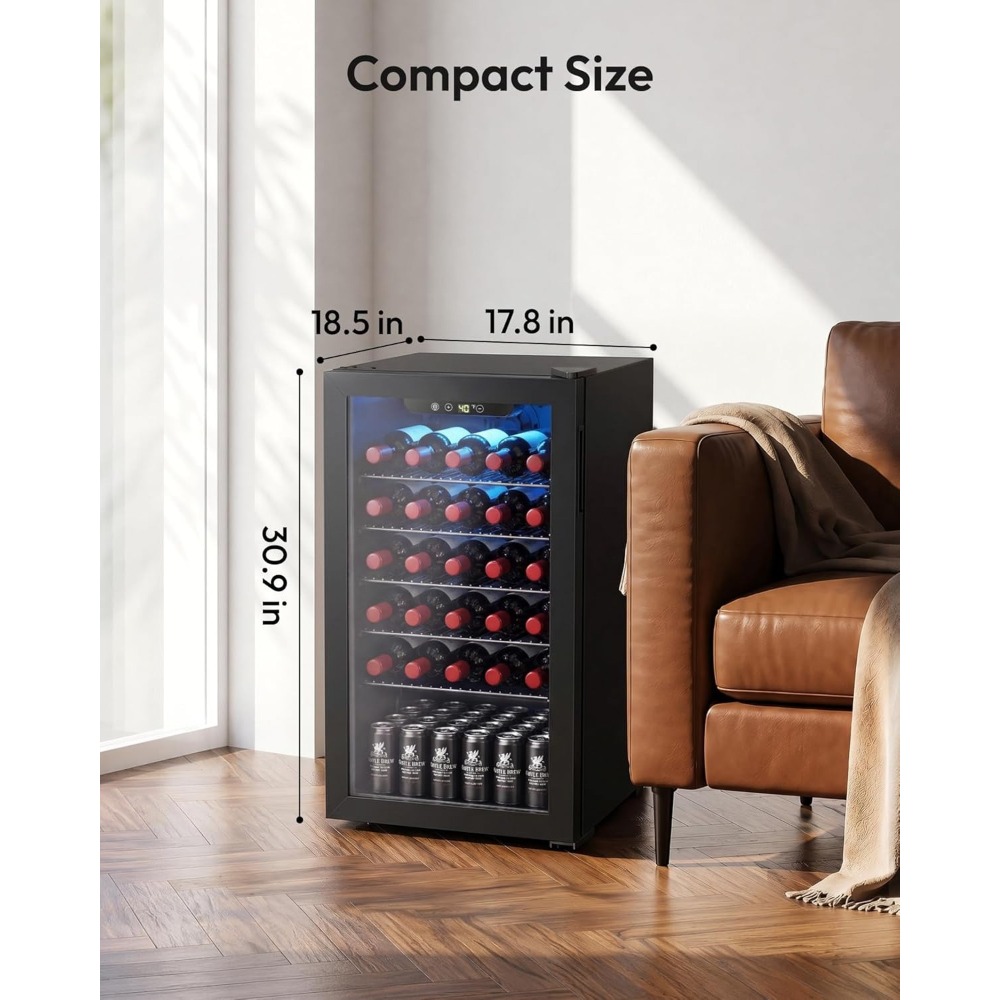 125-Can Beverage Cooler, Glass - Wine Beer Mini Fridge recension och pris