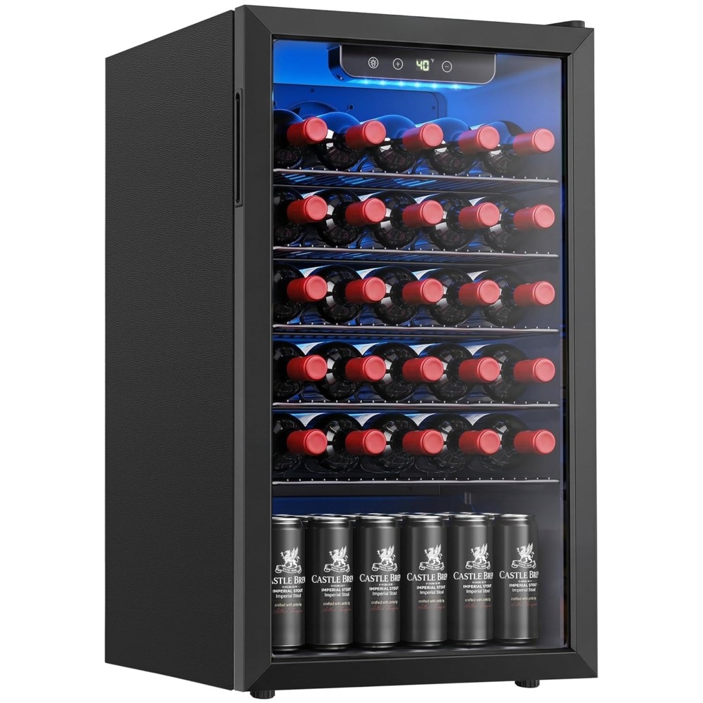 125-Can Beverage Cooler, Glass - Wine Beer Mini Fridge recension och pris