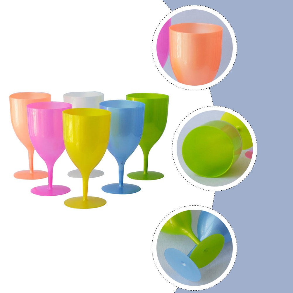 6Pcs Colorful Plastic Goblet S - Wine Beer Glass Set recension och pris