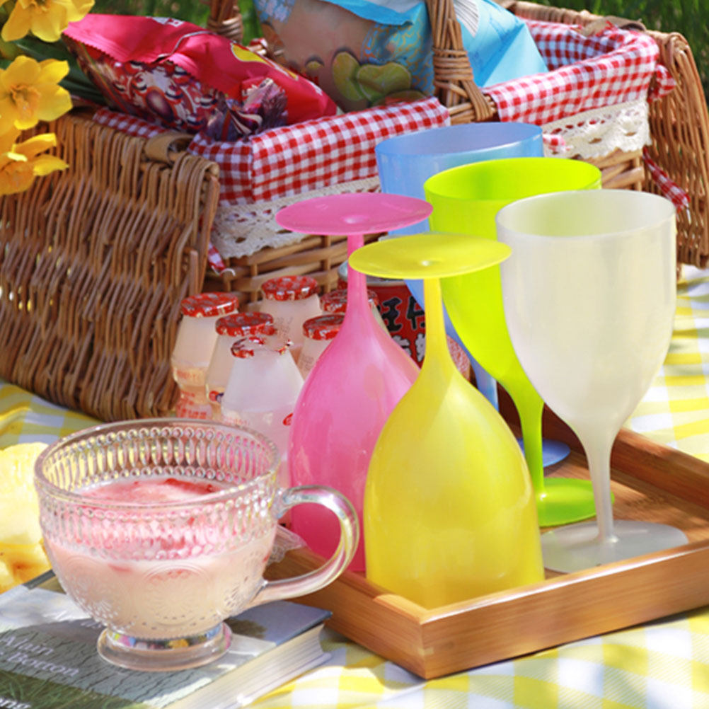 6Pcs Colorful Plastic Goblet S - Wine Beer Glass Set recension och pris